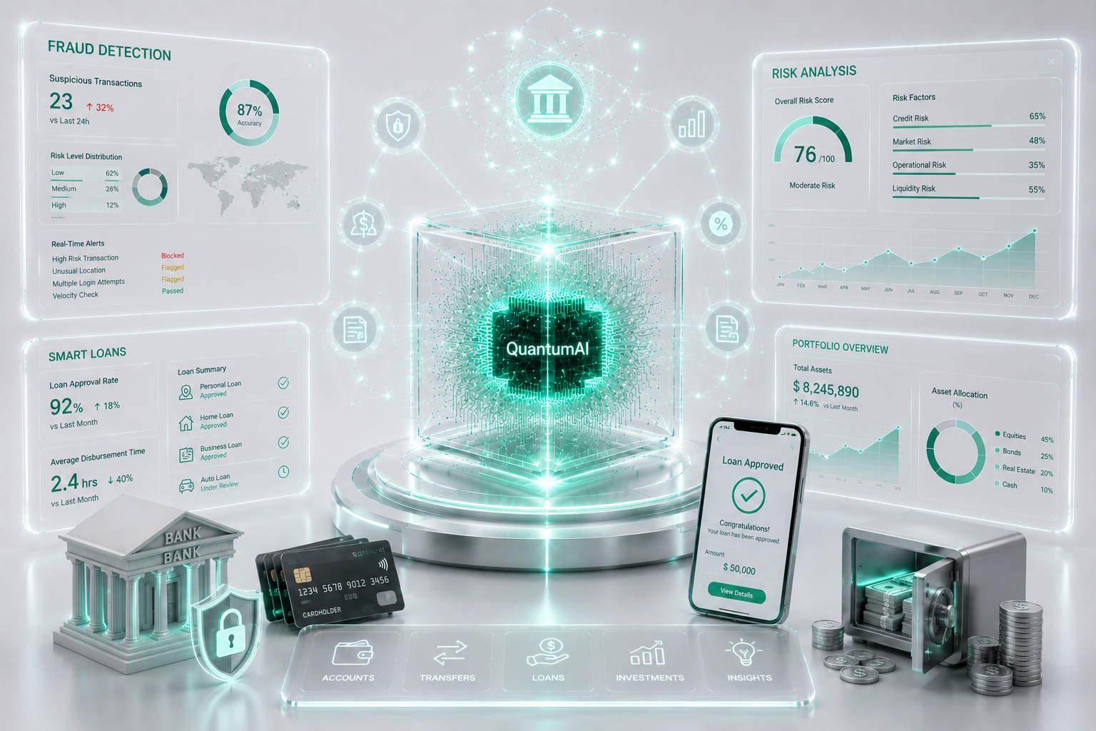 Banking & Finance — QuantQ Quantum AI visualization